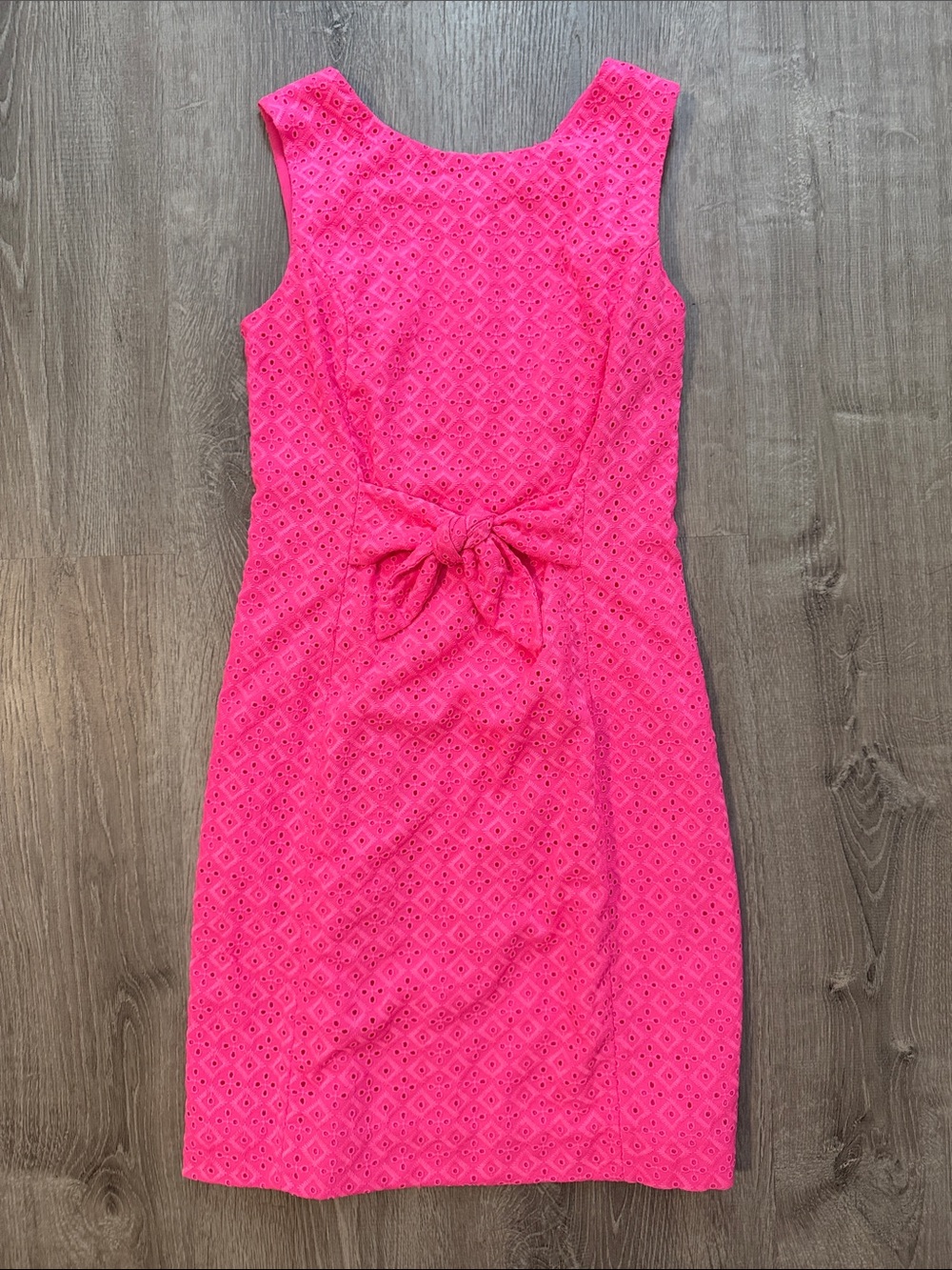 Lilly Pulitzer 00 Clarise Vibrant‎ Pink Eyelet Sleeveless Summer Shift Dress